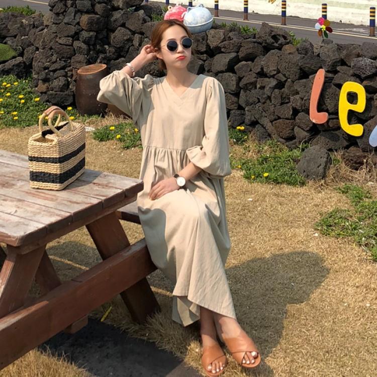 ワンピース レディース バルーンスリーブ カジュアル 人気 ミモレ丈 春夏 |  | 10