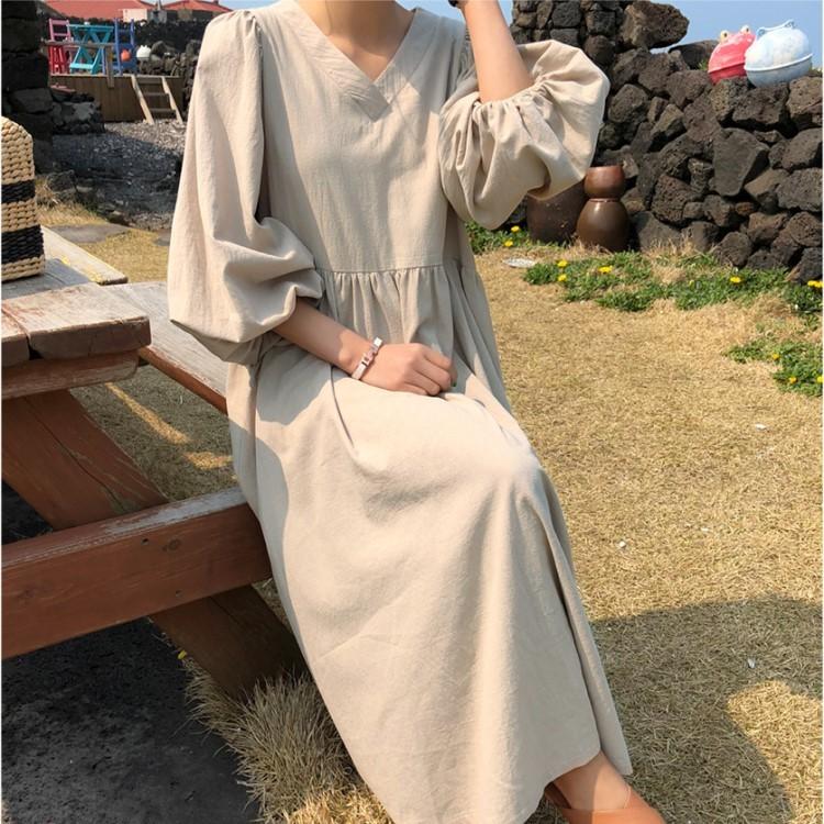 ワンピース レディース バルーンスリーブ カジュアル 人気 ミモレ丈 春夏 |  | 11