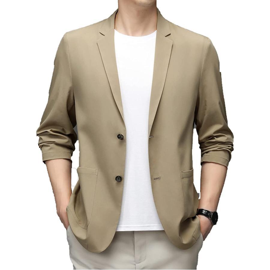 メンズ 耐シワ性 極薄 アイスシルクスーツ ジャケット イスシルク