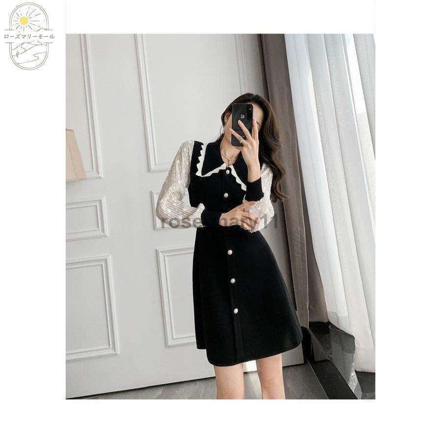 ランキング21 きれいめ 美人 甘め 袖デザイン 膝上 フロントボタン Aライン 長袖 襟付き ニットワンピース リゾート 上品 お出かけファッション ガーリー ママ ワンピース サイズ M Readingtherapycenter Com