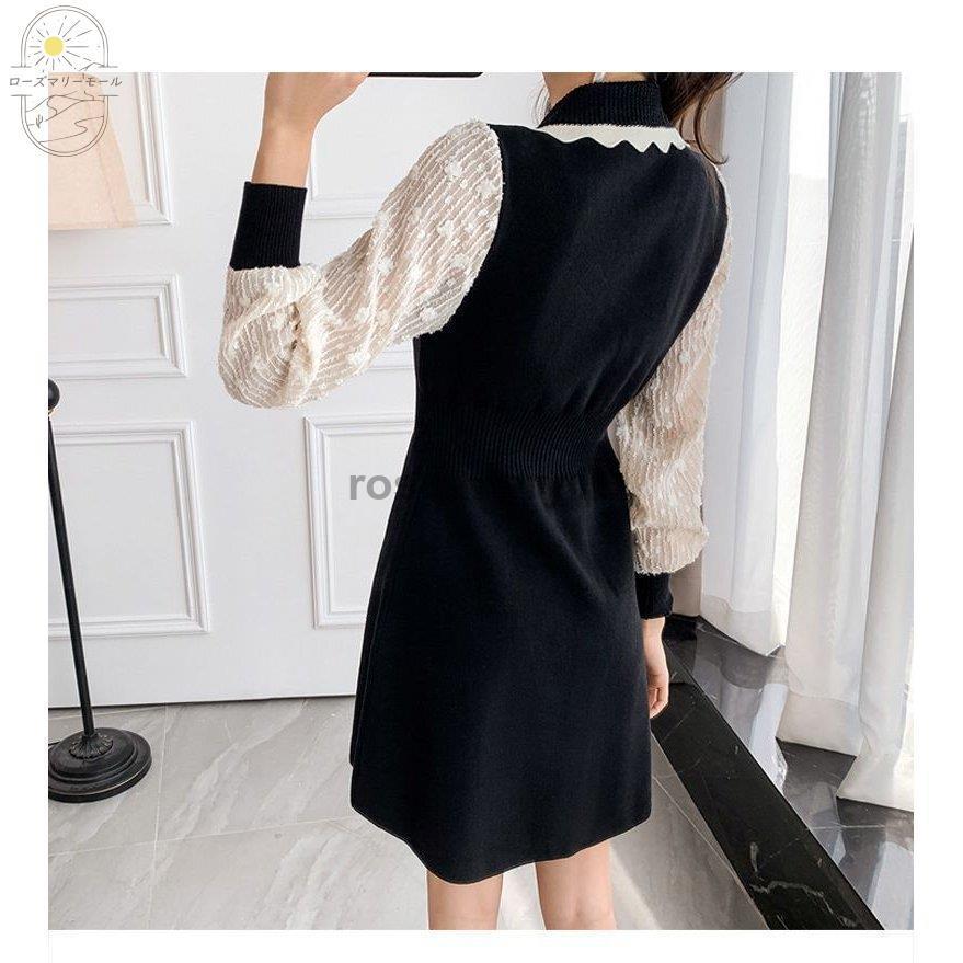 ランキング21 きれいめ 美人 甘め 袖デザイン 膝上 フロントボタン Aライン 長袖 襟付き ニットワンピース リゾート 上品 お出かけファッション ガーリー ママ ワンピース サイズ M Readingtherapycenter Com