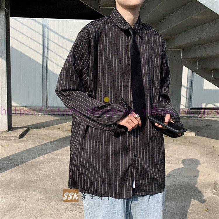 ファッションデザイナー 長袖シャツ ストライプシャツ メンズ 秋服 秋 ゆったり ビッグシルエット カジュアルシャツ ファッション 韓国 長袖 サイズ Xl Www Sustentec Com Br