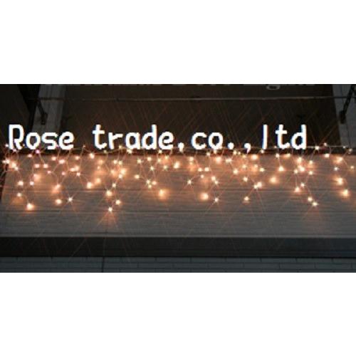 LEDイルミネーション、アイシクル(ツララ)、常点、プロ仕様(V4)、140球、シルバーコード、電球色(オレンジゴールド)