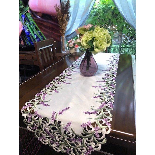 ラベンダーの花 テーブルランナー カットワーク刺繍 40×180cm ＃510