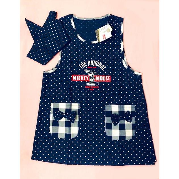 送料込み Mサイズ キッズキャラクターエプロン三角巾付き セット ミッキーーマウス 親子ペア楽しも ドット柄 ネイビー系 Rose Viva キッチン雑貨 生活雑貨 通販 Yahoo ショッピング