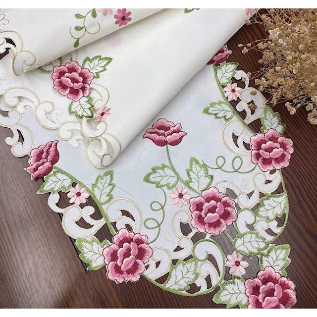 桜の花びら 40X175cm テーブルランナー刺繍 ピンク : Rose viva