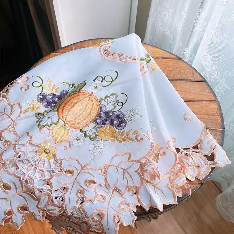 ローズ柄刺繍テーブルクロス　大中セット フルーツ柄 刺繍 85X85cm テーブルクロス フルーツ : Rose viva