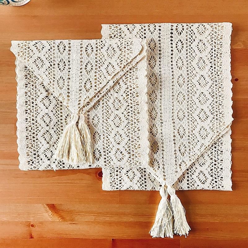 日本未発売*テーブルランナー総レース編み 26X175cm テーブルコーディネート ベージュ 新入荷 テーブルセッティング、リネン レース編み テーブルランナー26X175cm テーブルコーディネート ベージュ 新入荷