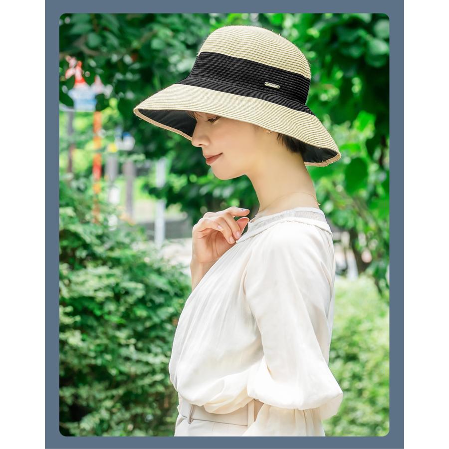 ♡まま♡celford リボン付きつば広ブレードハット ロサブラン NEW洗えるブレードハット レディース uv 帽子 遮光100