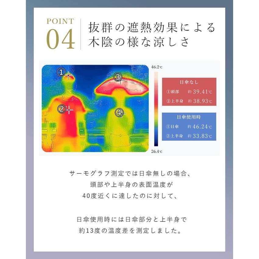 日傘 完全遮光 長傘 uv 晴雨兼用 遮熱 軽量 涼しい おしゃれ 完全遮光 100％ プレーン ラージ ロサブラン｜roseblanc｜15