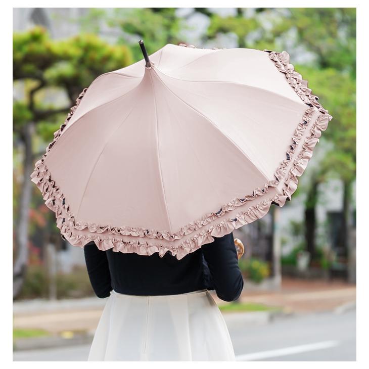 ロサブラン 日傘 完全遮光 長傘 フリル uv 晴雨兼用 1級遮光 ロサブラン 日傘 完全遮光 長傘 フリル uv 晴雨兼用 1級遮光