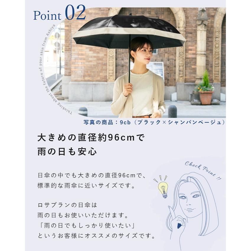 ロサブラン 日傘 折りたたみ 完全遮光 uv 晴雨兼用 軽量 2段折りミドル