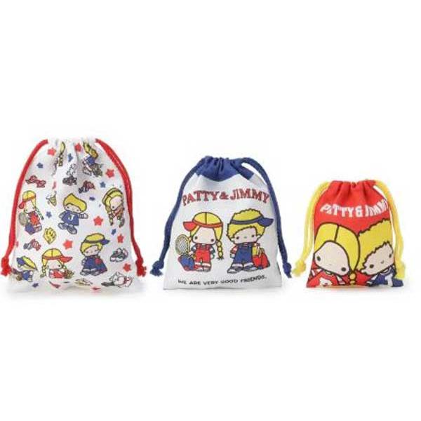 sanrio（サンリオ） パティ＆ジミー 3P巾着 巾着3Pセット 小物入れ 大