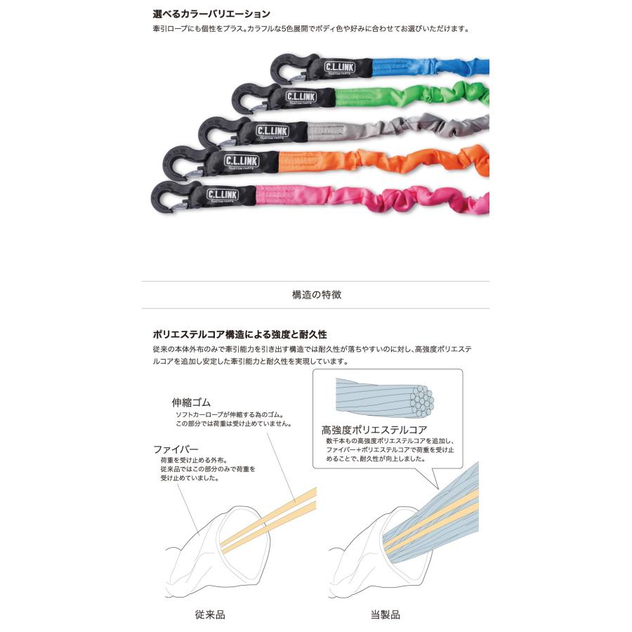 シーエルリンク 牽引ロープ 12トン!!収納バッグ付き!!ランクル