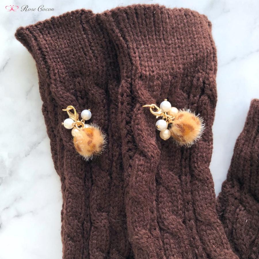 【１点限定】アームウォーマー　アームカバー　ロング　手袋　指なし　ニット　チャーム付き　リメイク　防寒　あったか　温活　冷え　オシャレ　冬　チョコ |  | 01