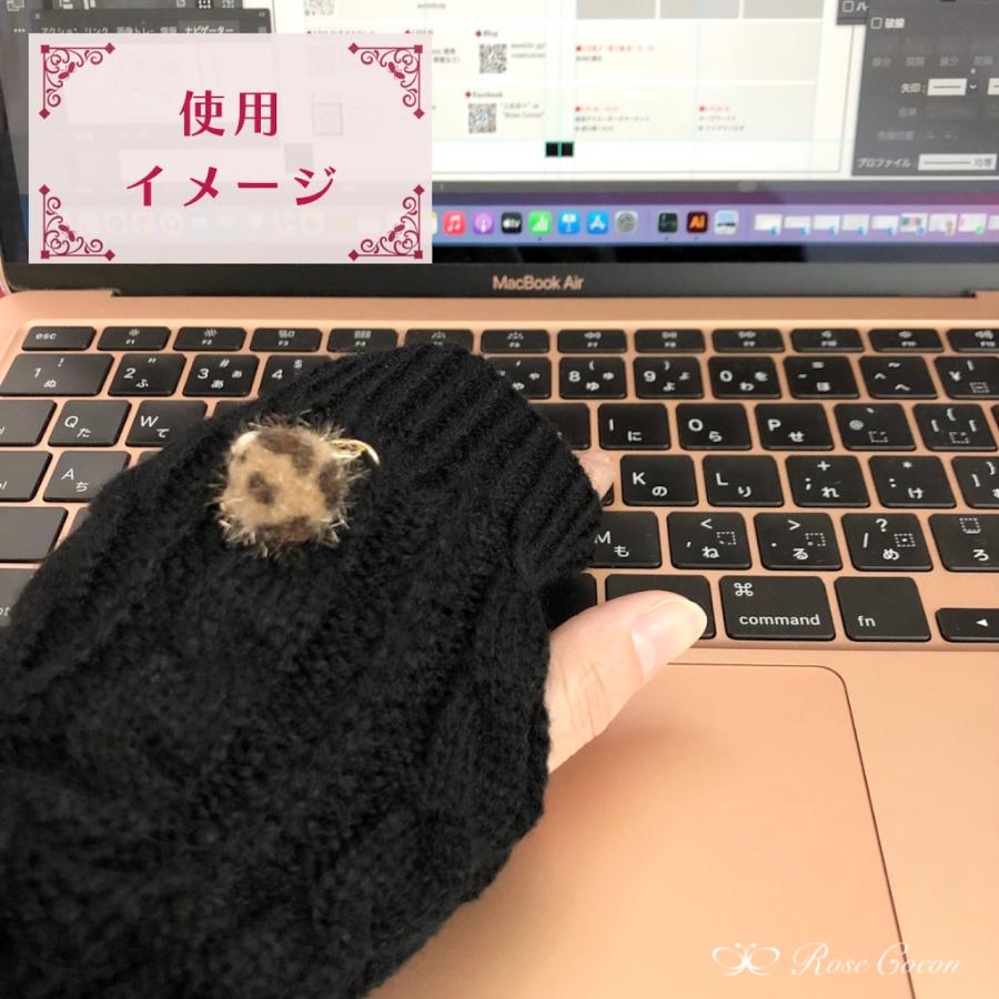 【１点限定】アームウォーマー　アームカバー　ロング　手袋　指なし　ニット　チャーム付き　リメイク　防寒　あったか　温活　冷え　オシャレ　冬　赤 |  | 07