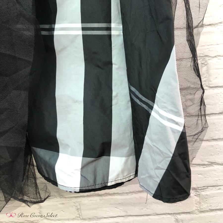 チェック柄　チュール　スカート　ロング　Aライン　着回し　おしゃれ　かわいい　カジュアル　フェミニン　ブラック　レディース |  | 06