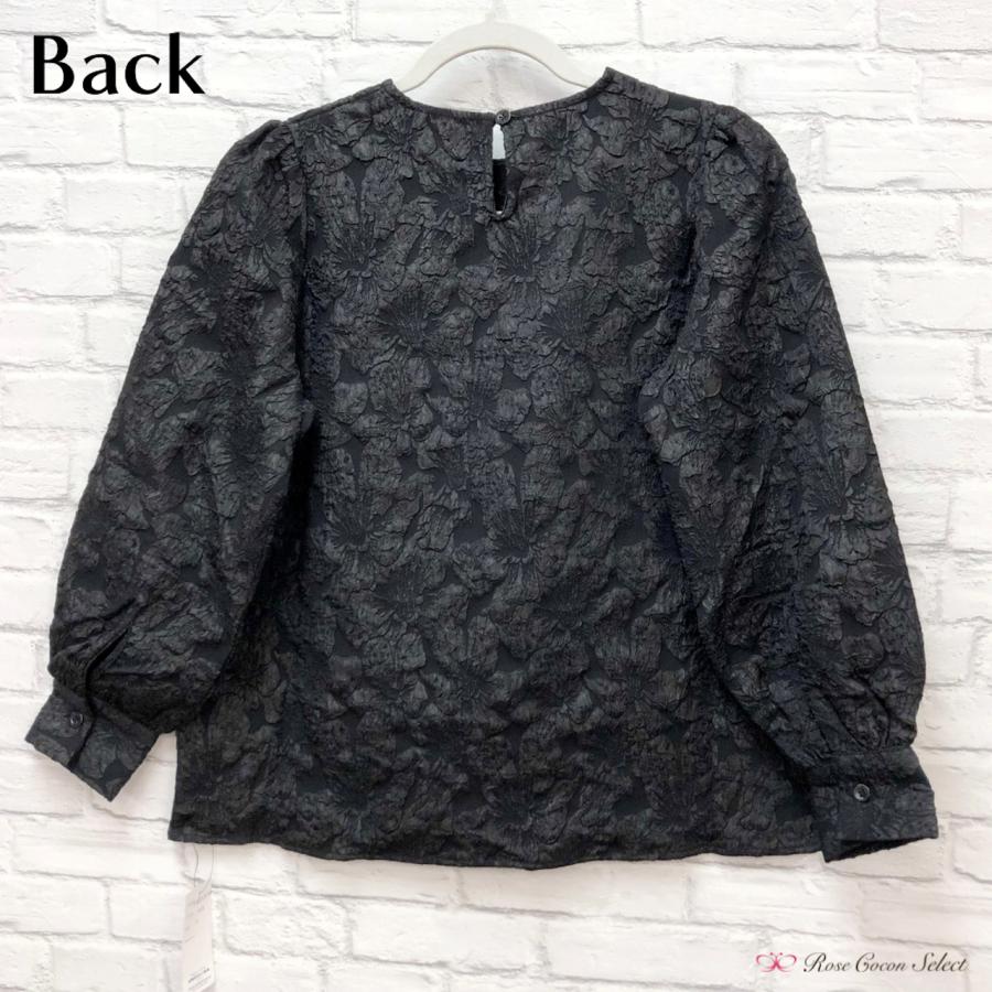 トップス　レディース　カットソー　ジャガード織り　レース風　花柄　長袖　黒　ブラック　フェミニン　おしゃれ　着回し　レイヤード　重ね着　冬春秋 |  | 02