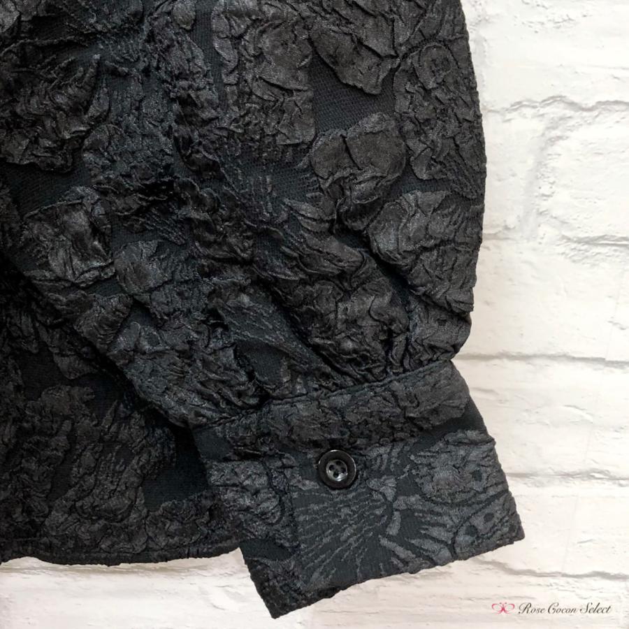 トップス　レディース　カットソー　ジャガード織り　レース風　花柄　長袖　黒　ブラック　フェミニン　おしゃれ　着回し　レイヤード　重ね着　冬春秋 |  | 05