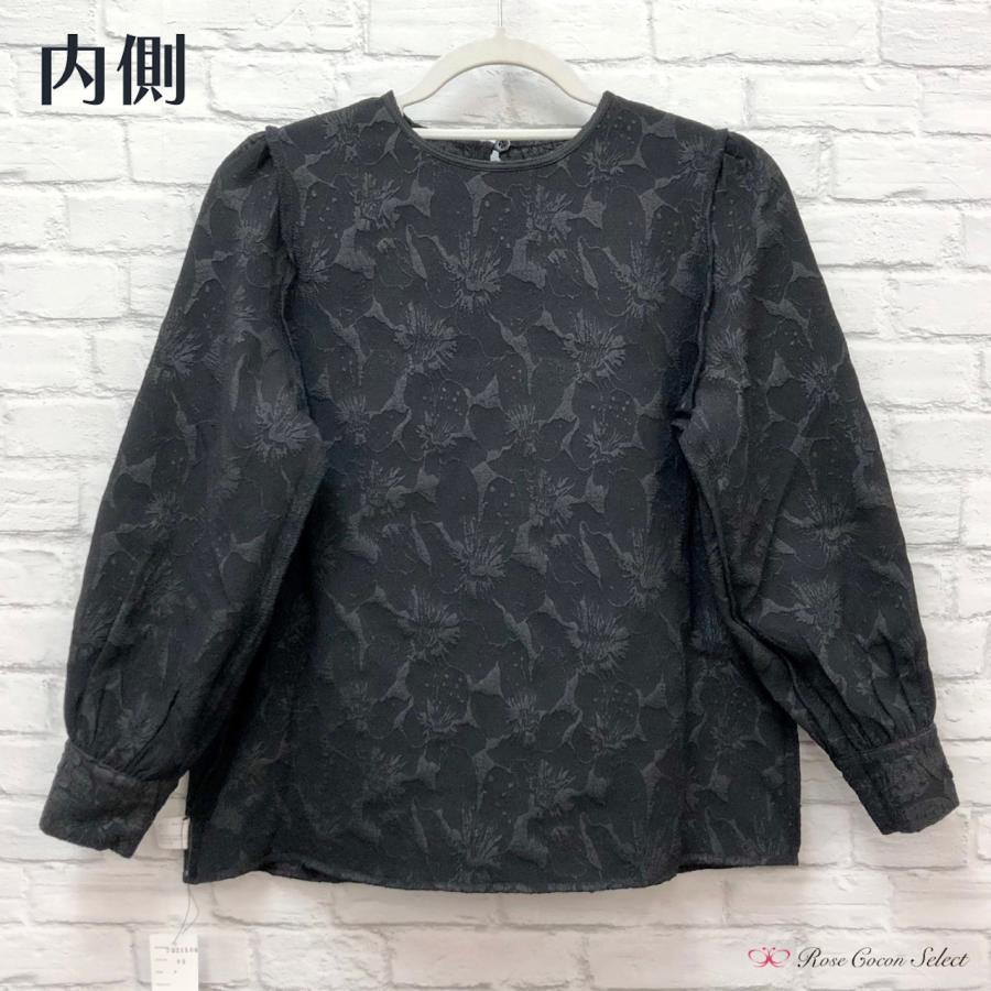 トップス　レディース　カットソー　ジャガード織り　レース風　花柄　長袖　黒　ブラック　フェミニン　おしゃれ　着回し　レイヤード　重ね着　冬春秋 |  | 09