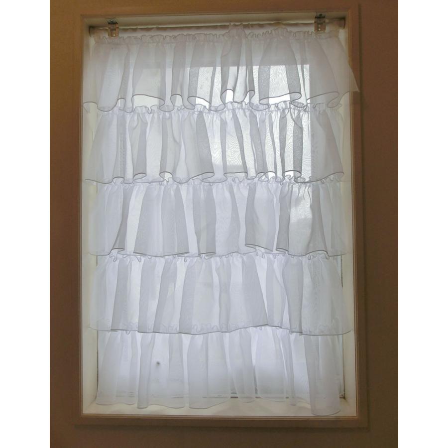 かわいい新作 小窓のレースカーテン窓枠内ヨコ41 60ｃｍ タテ 90ｃｍ 突っ張り棒用 ティアード おしゃれ かわいい 姫系 北欧 Sakcc Ca