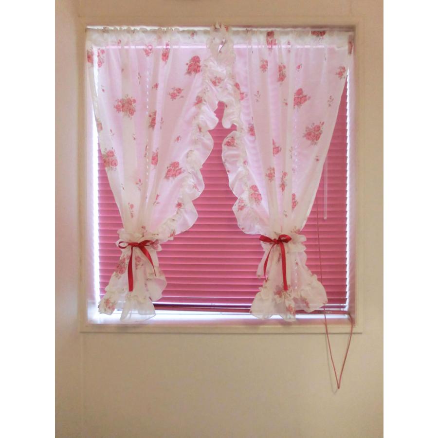 かわいいフリルのカフェカーテン おしゃれローズ 幅60 丈80ｃｍが２枚です Readymadekomado2 カーテン プリンセス 通販 Yahoo ショッピング
