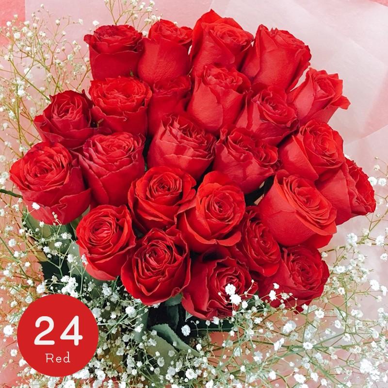 [LoveRose] プレミアムローズ 大輪花束 レッド 24本