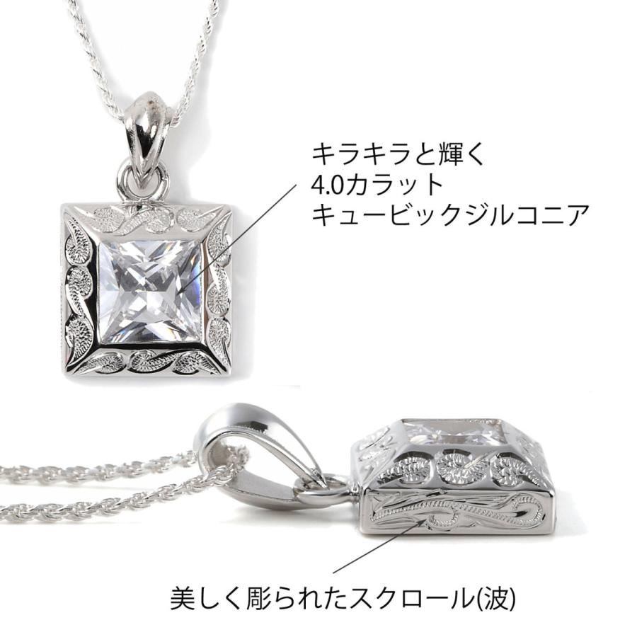 ネックレス メンズ シルバー925 一粒 キュービックジルコニア CZ 4.0カラット ハワイアンジュエリー 男性 30代 40代 50代 父の日 誕生日 クリスマス Lサイズ_4