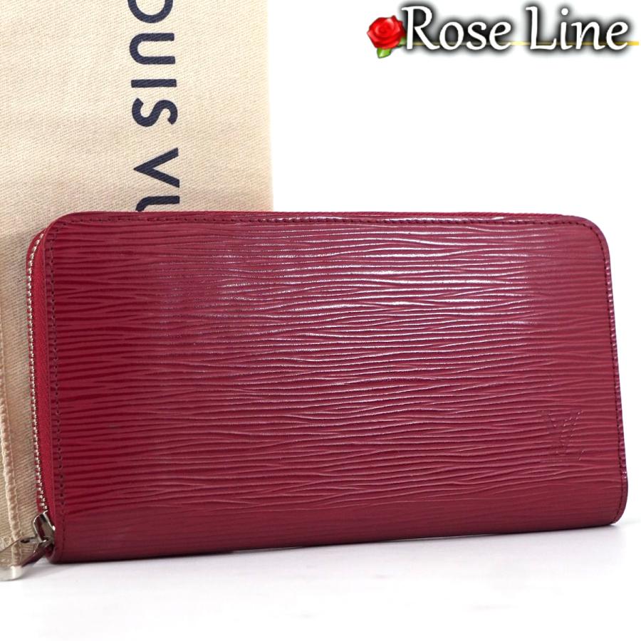 極美品 Louis レッド Vuitton エピ 赤 ジッピーウォレット 長財布 フューシャ 赤 M レッド