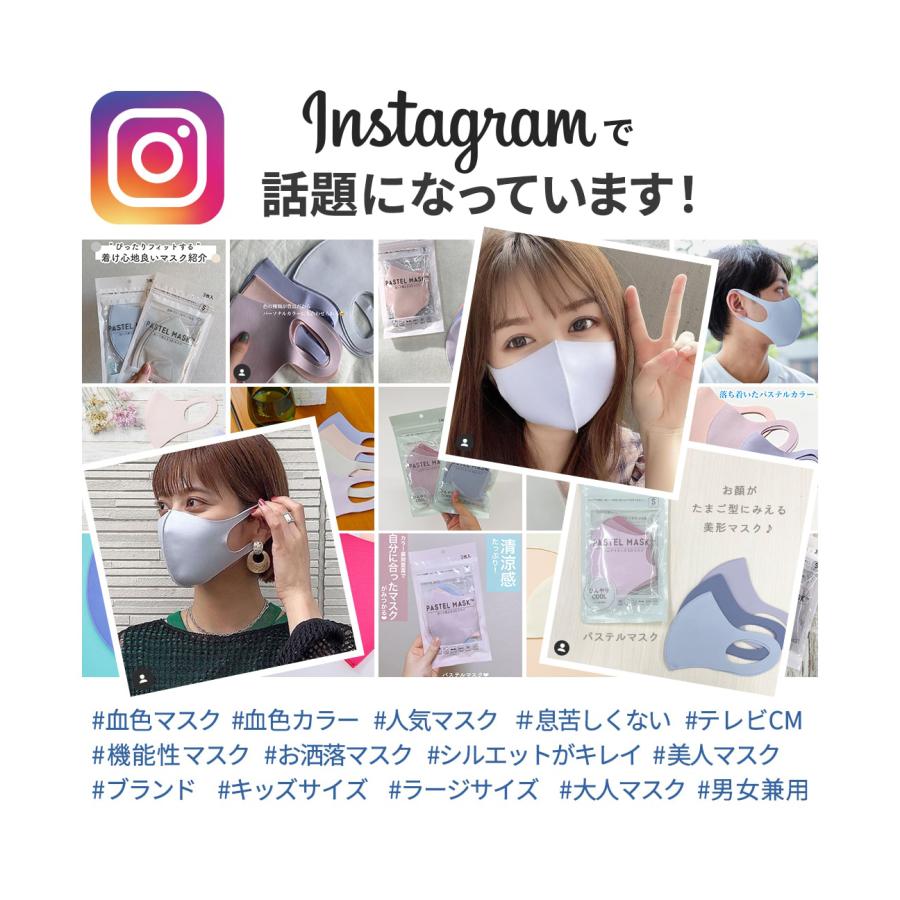 パステルマスク 3枚入 3D布マスク 三層構造 ポリエステル素材 PASTEL