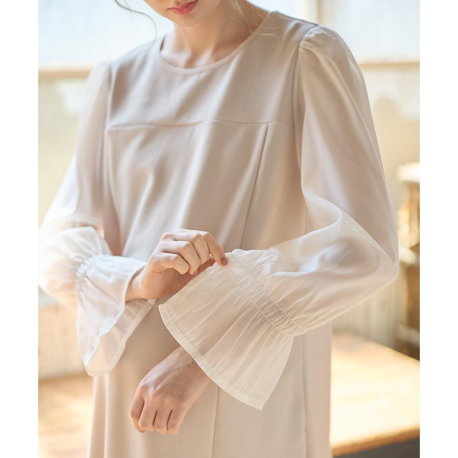 授乳口付きワンピース マタニティワンピース  ワンピース 授乳口 マタニティ シフォンスリーブ フォーマル フォーマルワンピースの画像