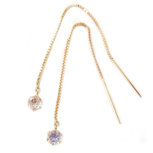 K18 ブルームーンストーン　ピアス　キャッチレス　イエローゴールド　18K K18 ブルームーンストーンピアスキャッチレスイエローゴールド18K