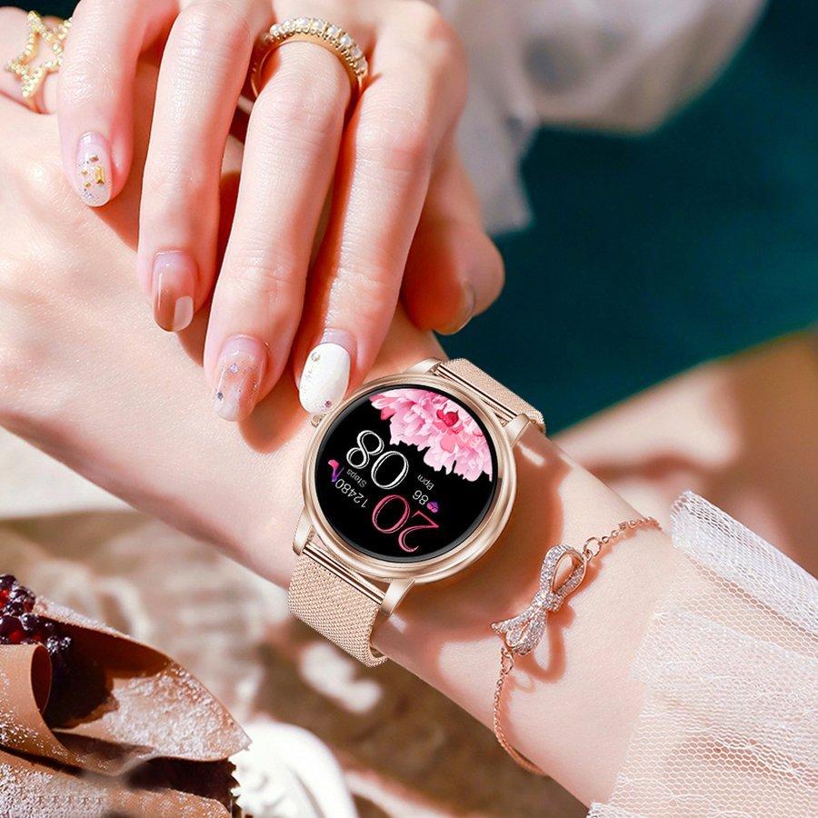 お1人様1点限り スマートウォッチ レディース 運動測定 多機能 高精細 Iphone Android 対応 Ip67防水 Line対応 着信通知 可愛い 女性 おしゃれ Aynaelda Com