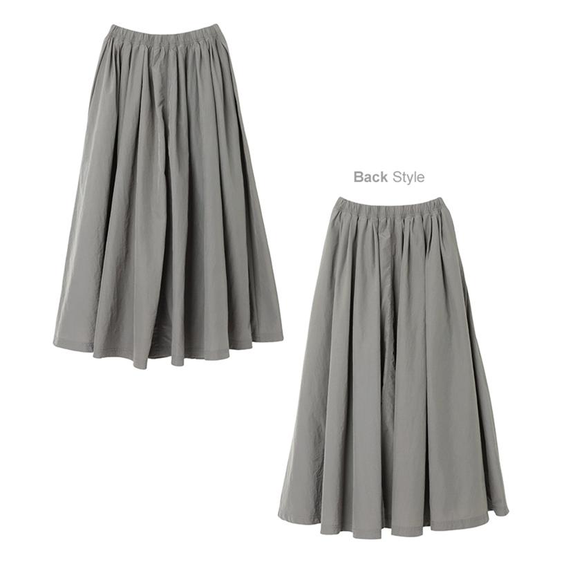 ナイロン ロング丈 フレアスカート ウエストゴム レディース ボトムス  