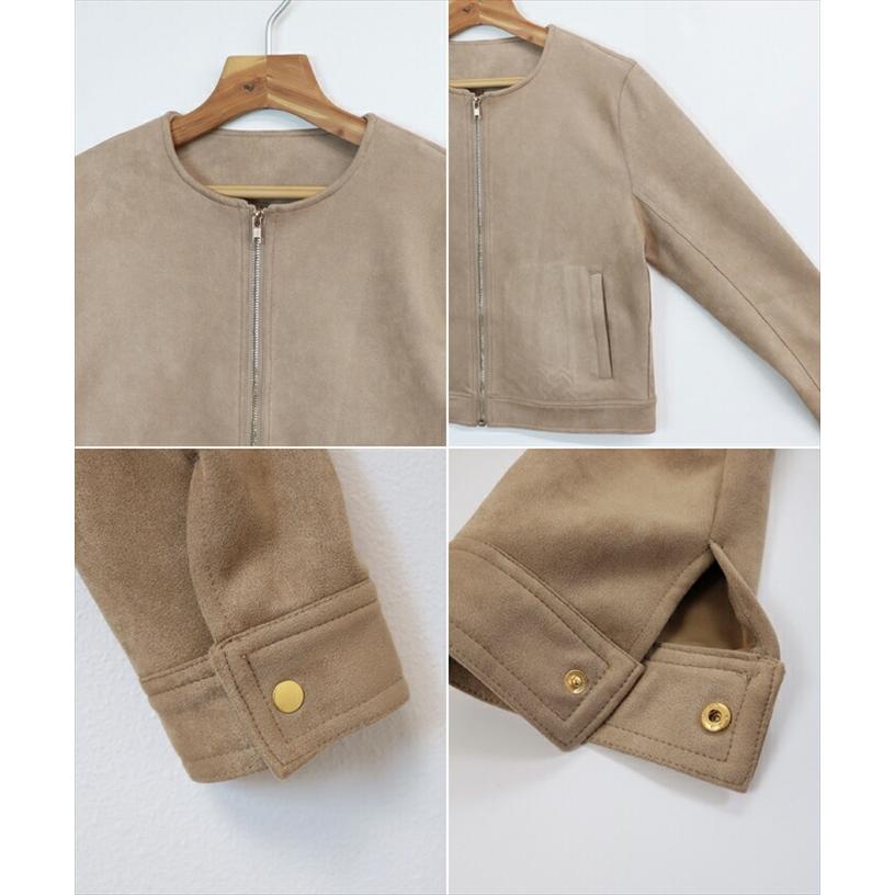 NO ID. フェイクスエードWライダース greenノーアイディーFALILV NO ID.（ノーアイディ）の「フェイクスエードWライダースJKT