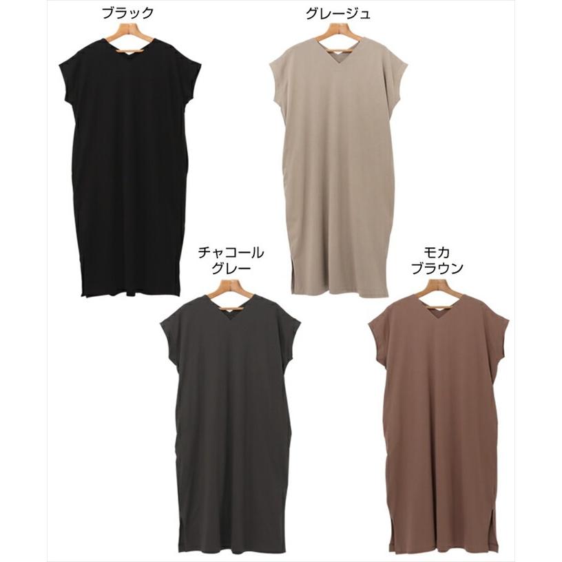 コットン 天竺 Vネック 半袖 Tシャツ ワンピース レディース コットン 天竺 Vネック 半袖 Tシャツ ワンピース レディース