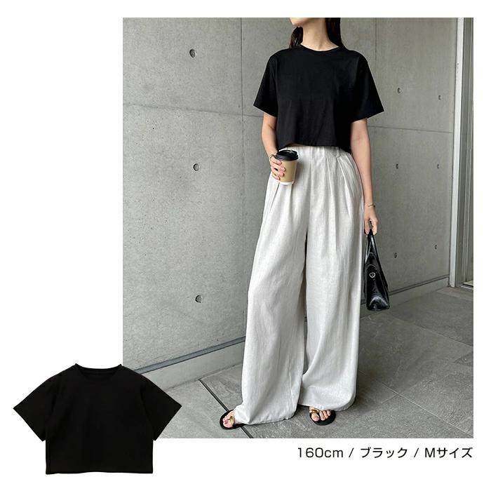 ショート丈 コットン 半袖 Tシャツ レディース 半袖Tシャツ ミニT