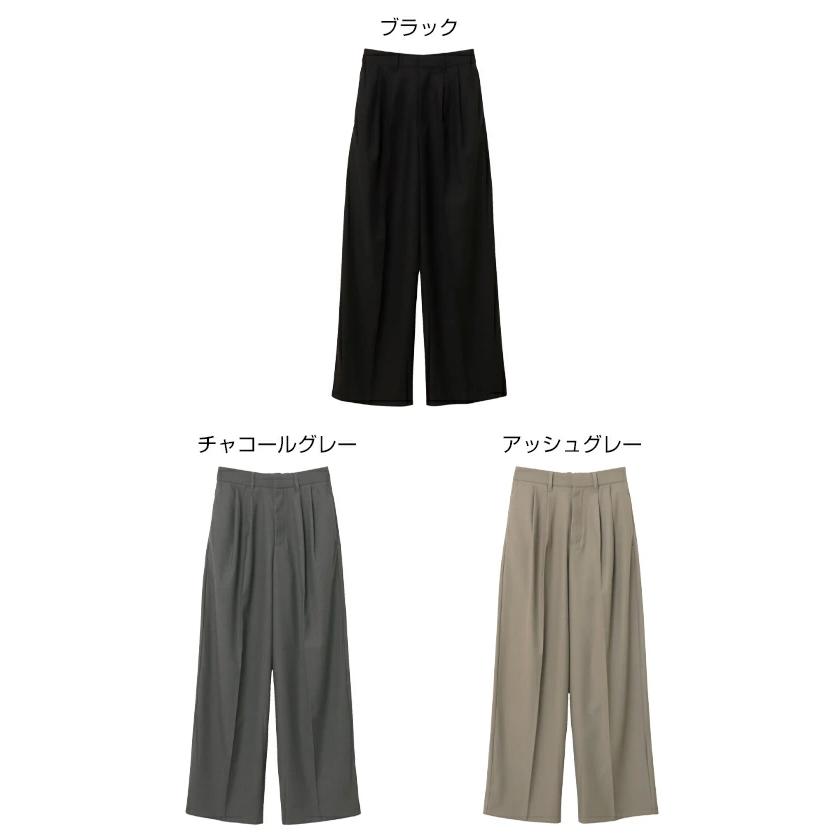 2タック セミワイド ロング パンツ レディース ボトム ワイドパンツ