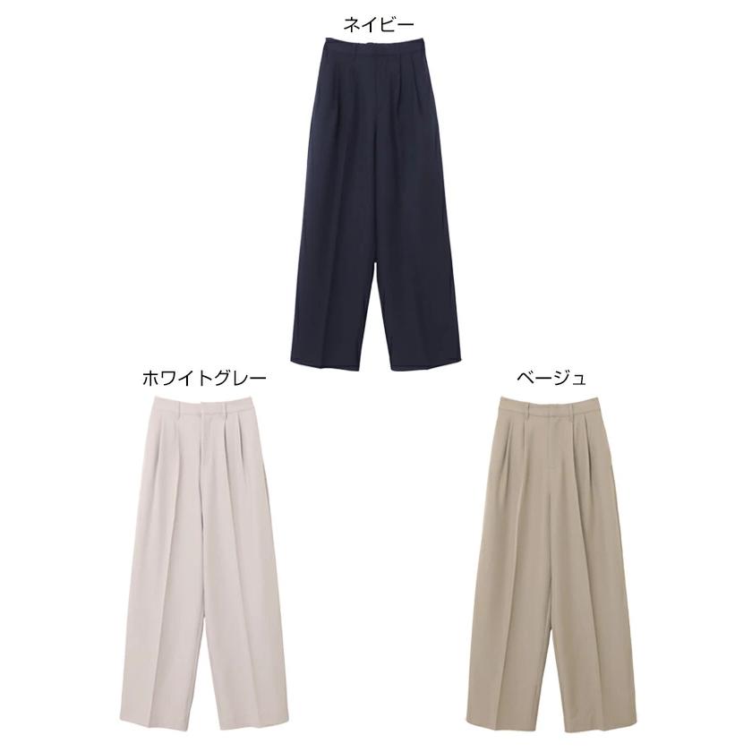 2タック ワイド パンツ スラックス レディース ワイドパンツ ロング