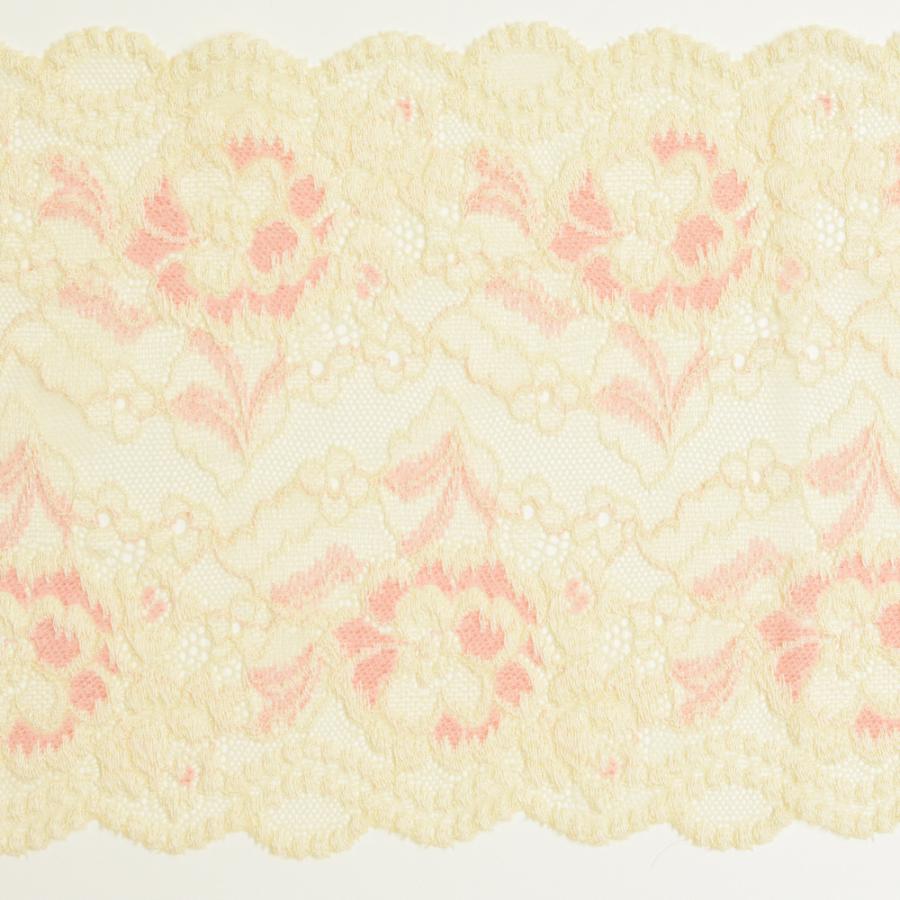 アイボリー花柄レース 存在感のあるアイボリーの花柄レース 手芸用 アクセサリー 生地 単品