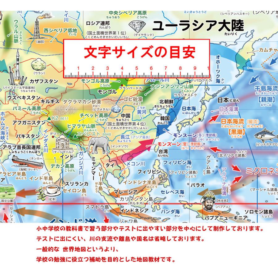 「学べる世界地図ジュニア」【封筒発送】 小学生向けお風呂でも使える学習用ポスター |  | 01