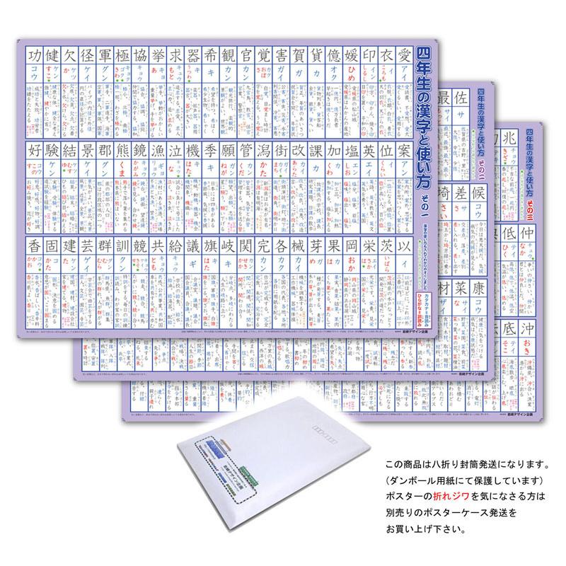 「4年生の漢字と使い方」【封筒発送】　使うことを目的とした漢字ポスター　お風呂ポスター　全２０2字　小学校四年　 | 