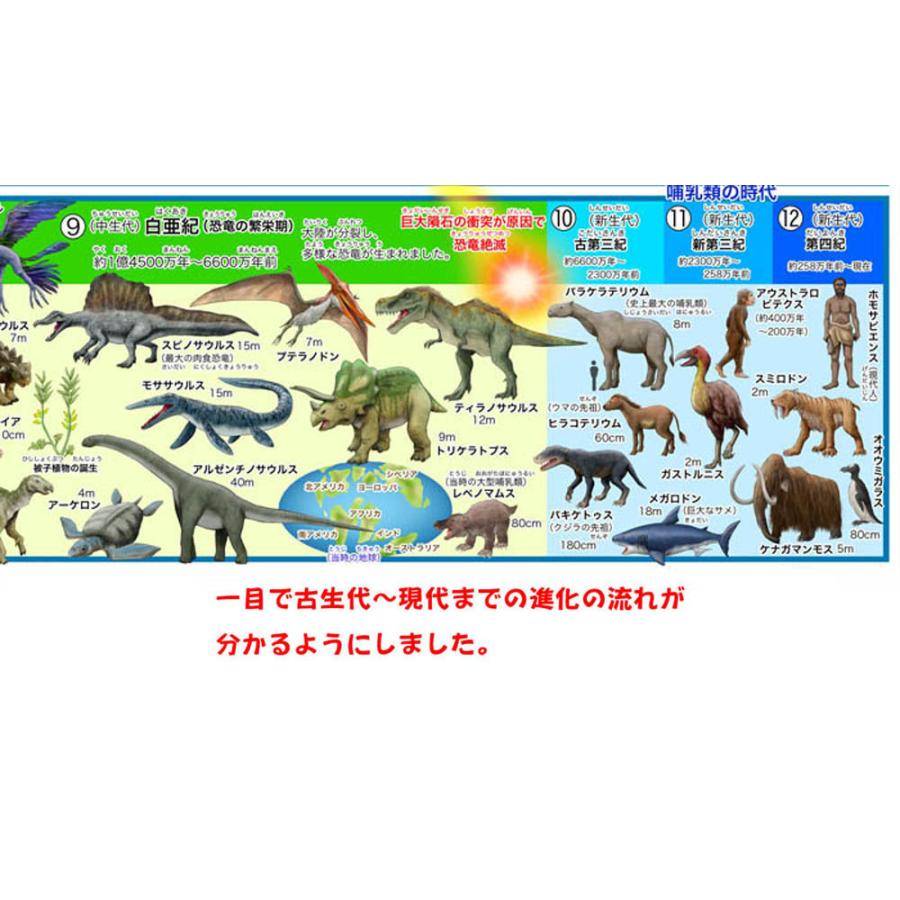 「恐竜と古生物地図」【封筒発送】 130種以上の恐竜、古生物が学べるお風呂用ポスター (学べる地図シリーズ)  恐竜ポスター |  | 02