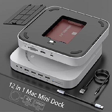 12 in 1 Mac Mini Dock with Hard Drive Enclosure (HDMI+VGA) , Type-C Stand Hub for Mac Mini M1 with SATA SSD/HDD, HDMI,VGA,USB, TF/SD, Audio Jack, M :B07L2MQ4M1:ショップロゼオ - 通販 -