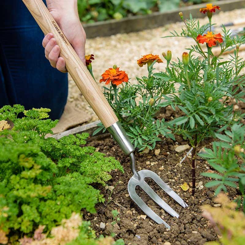 中尺フォーク ミディアムガーデンフォーク ケント＆ストー Border Hand