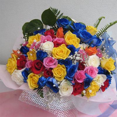 フラワーアレンジメント青いバラのキラキラアレンジメント ドリーミングパラダイス プラチナ バラ55本 生花