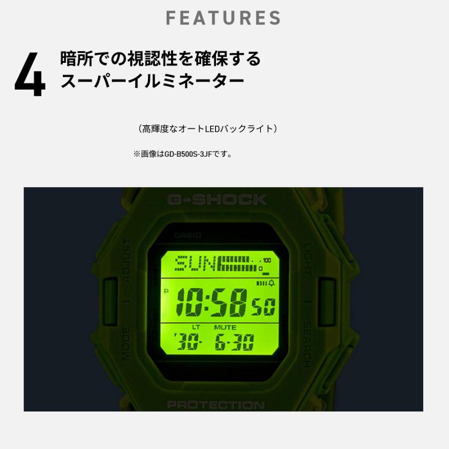 G-ショック G-SHOCK GD-B500系 ブラック 薄型デジタル ミニマル 耐衝撃性能 20気圧防水 腕時計 CASIO カシオ 国内正規品 GD-B500-1JF｜roshie｜08