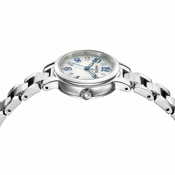 美品 Wicca citizen シルバー 腕時計 ソーラー スワロフスキ wicca（ウィッカ） シチズン ソーラーテック デイト 日付 ステンレス