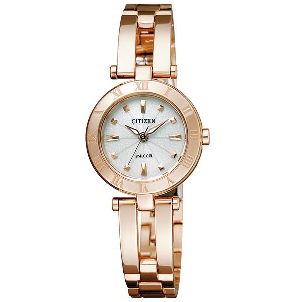 美品　CITIZEN　シチズン　Wicca　ピンク　ゴールド　ソーラー　腕時計 wicca 腕時計 ウィッカ ソーラーテック電波時計 ピンクゴールド