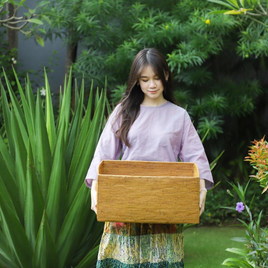 アタ製品 アタ雑貨 アタ 編まれた 整理整頓 リビング 書類入れ 小物入れ 蓋